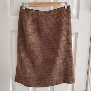 VALENTINO Virgin Wool Knee-Length Skirt size 8 brown